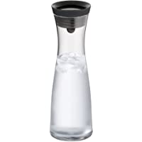 WMF - Botella de agua de cristal con tapa negra y colador- 1-0l- sistema Close Up- colección Basic